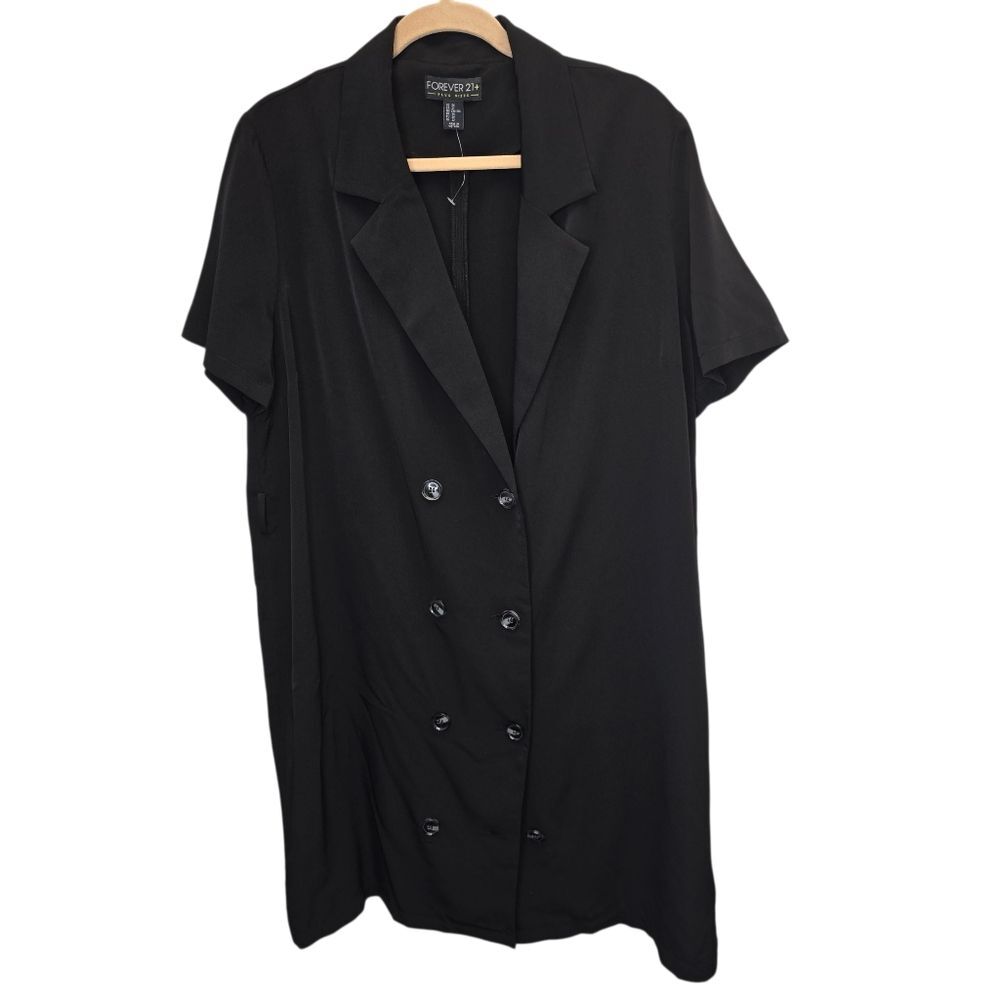 Forever 21 Plus Women's 2X Black Double-Breasted Short Sleeve Blazer Dress